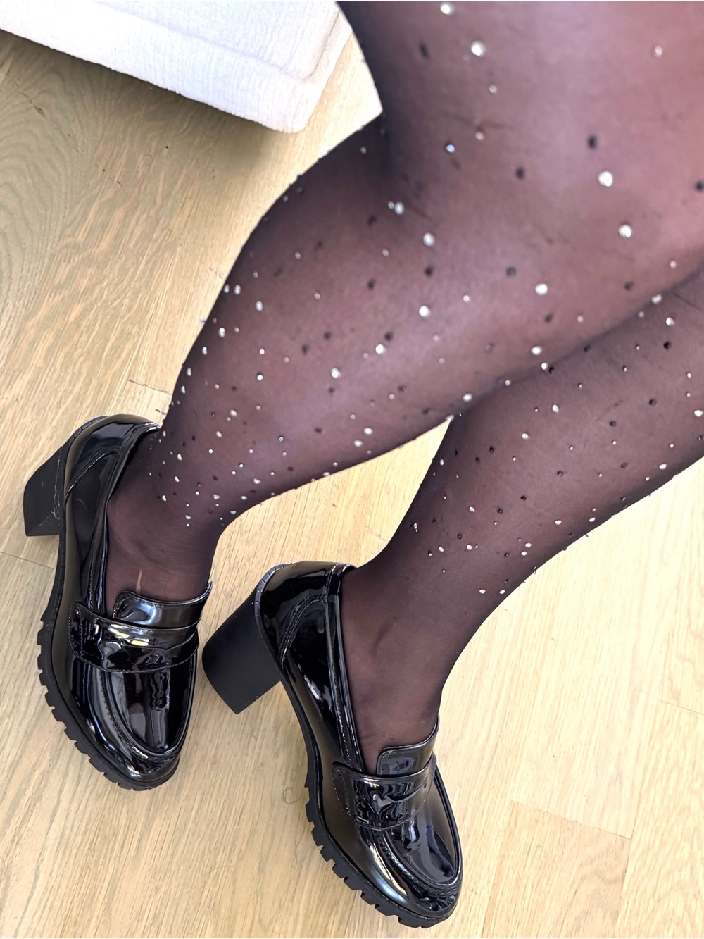 Black Patent Chunky-Heel Loafers for Women - Picture 5 of 10